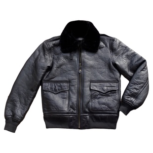 环保小羊羔毛重水洗做软皱原生态羊皮毛一体水波纹A2空军飞行服