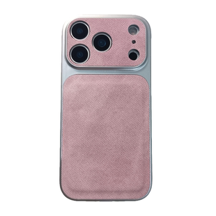 少女心粉色皮质灯芯绒绒布适用苹果17手机壳iphone16promax闺蜜款17promax新款15电镀防摔套14女16带挂绳全包