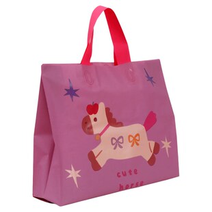 卡通小马手提袋紫色塑料礼品袋大容量服装袋包装袋购物袋可爱马年