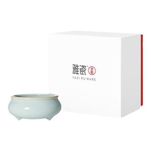 雅瓷 汝窑禅定香炉 三足家用熏香天青开片冰裂线香炉陶瓷室内插香