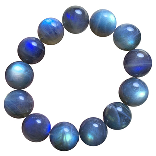 天然大颗粒彩光拉长石单圈手链强光灰月光石手串饰品男女礼物情侣