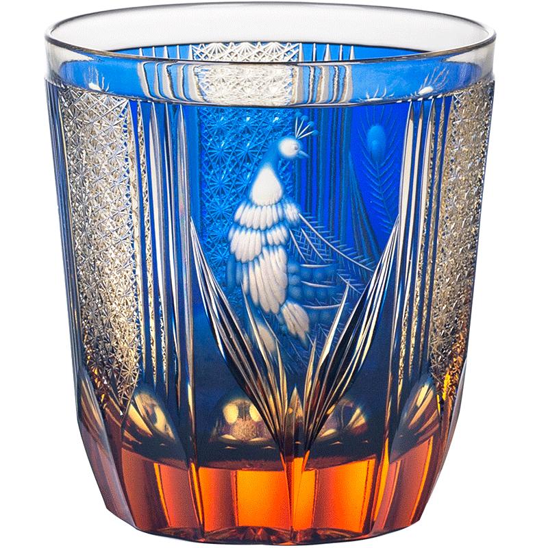 根本达也手作琉璃琥珀孔雀水晶杯