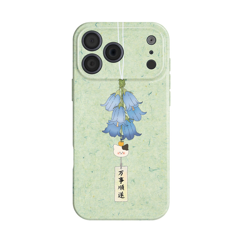 小猫风铃~蓝铃花 适用苹果17手机壳iphone16华为nova14清新p70小米15opporeno13简约vivox200一加ace5荣耀400