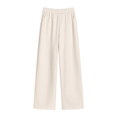 米白色窄版醋酸羊毛阔腿裤女加绒