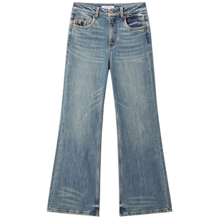 【商场同款】太平鸟2025年冬季新款磨毛高腰微喇牛仔裤A1HAF4360