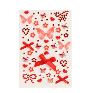 圣诞节妆容脸贴钻化妆师脸上水钻贴小饰品红色蝴蝶结爱心点缀玩妆