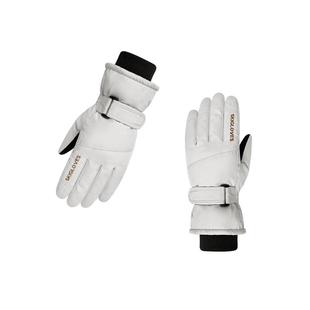 儿童手套冬季冬天保暖滑雪男孩女防风五指骑行户外骑车玩雪女孩白