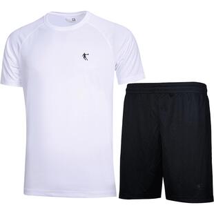 乔丹运动套装男士夏季冰丝官方旗舰店速干短袖短裤跑步健身两件套