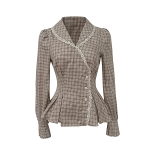 Lazy Didi律政佳人 不规则收腰裙摆褶天丝衬衣简约条纹衬衫上衣