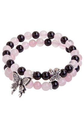 女生&黑曜粉水晶招桃花手串&礼盒