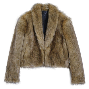 KUBERAS【踏雪新年】A级渐变仿皮草冬厚实短款长毛皮毛一体外套