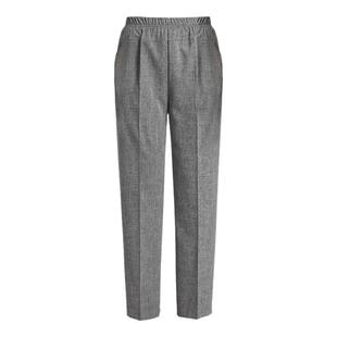 妈妈夏天裤子棉麻中老年女裤高腰松紧直筒裤外穿宽松大码亚麻九分