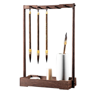 毛笔架笔挂实木架毛笔书法专用初学者笔托挂架摆件装饰简约现代创意复古笔搁新中式多功能书法收纳架置物文房