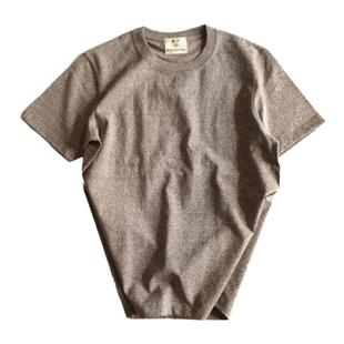 过载商店重磅纯棉砂棕椒盐岩石色圆领短袖基础款T恤男女同款打底