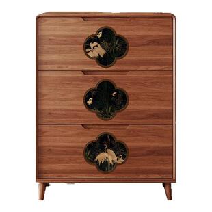 宋氏宋式美学新中式实木高端入户门口鞋柜玄关一体柜超薄翻斗多层