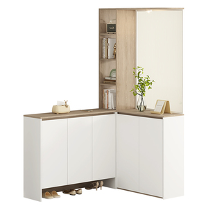 简约客厅屏风隔断柜入户转角L型玄关柜鞋柜一体家用门厅柜6W25