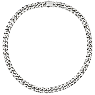 GRGR 7/9mm立体切割古巴项链嘻哈钛钢男士锁骨链颈链女简约百搭