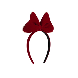 阿吉豆AJIDOU发箍女款可爱立体蝴蝶结显白酒红色可爱甜美头箍发饰