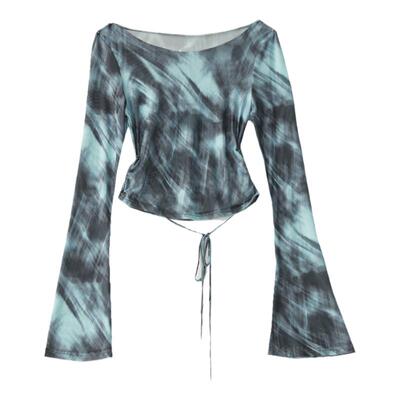 夏天穿不热又防晒孔雀蓝网纱上衣