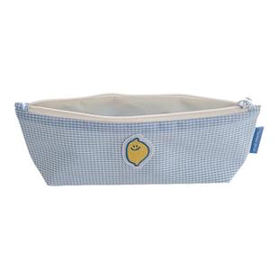 Secondmorning韩国代购 小清新柠檬格纹笔袋文具收纳包化妆包小众