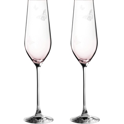 粉色蝴蝶香槟杯对杯皇家阿尔伯特