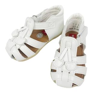 日本直邮mikihouse女童皮凉鞋学步二段日本制包头可爱公主风童鞋