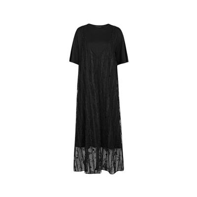 sdeer肌理绣花短袖吊带裙套装