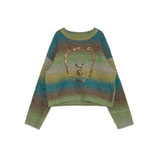 NOISY TEDDY26年春季新款女士时尚渐变色套头毛衫慵懒风宽松时尚