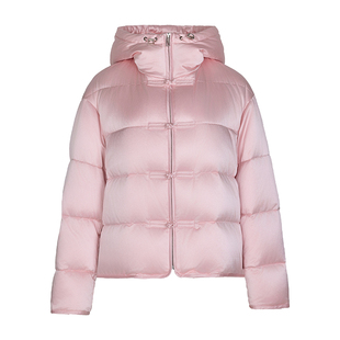 允硕新品新中式短款鹅绒服桑蚕丝泡芙羽绒服温婉气质甜美女815119