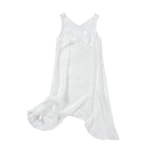 晶咕白标DADATATA V领无袖朦胧网纱背心连衣裙女夏胖mm大码裙子