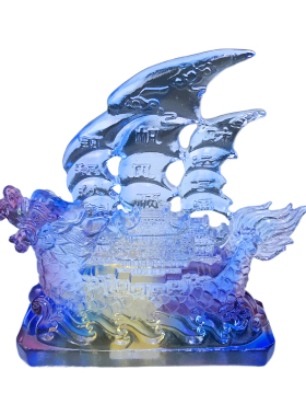 琉璃一帆风顺龙船摆件工艺品家居饰品店铺开业乔迁新居礼品办公室