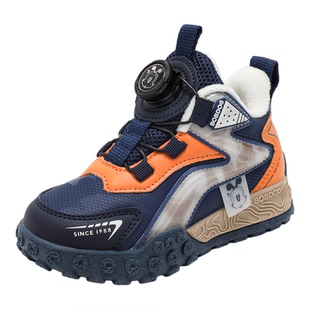 巴布豆童鞋男童高帮棉鞋2025冬季新款加绒加厚儿童保暖休闲运动鞋