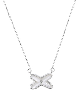 交叉白贝母吊坠项链女轻奢锁骨链