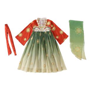 兮兮家汉服女童秋季新款传统国风改良襦裙古风唐制超仙连衣裙日常