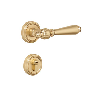 固特法式卧室分体门锁磁吸静音复古木门锁亚光黄古门把手通用型