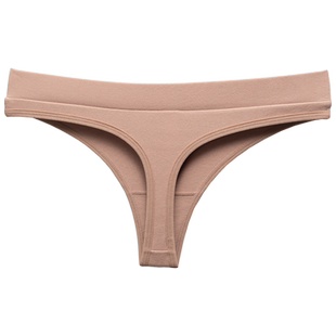 纯棉丁字裤女中腰内裤白色无痕中厚运动健身瑜伽透气简约纯色t裤