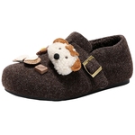 森达内增高厚底勃肯鞋女26春季新款灰色保暖加绒毛呢博肯鞋一脚蹬