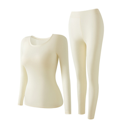 秋衣女带胸垫一体胖mm薄款保暖衣