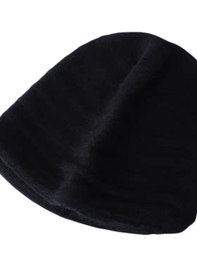 皮尔卡丹100%山羊绒堆堆帽冬季加厚保暖冷帽女士加厚防风针织帽