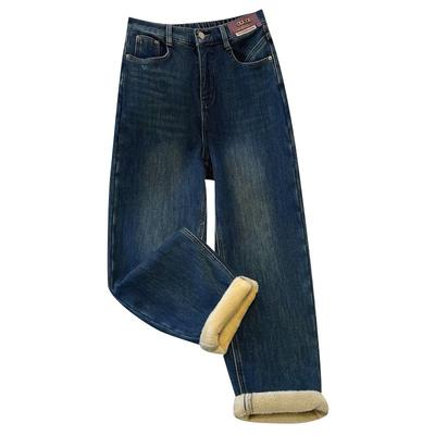 半松紧高腰哈伦萝卜老爹牛仔裤