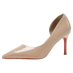 达芙妮裸色红底高跟鞋女2026新款春季高级不累脚黑色中空单鞋子女