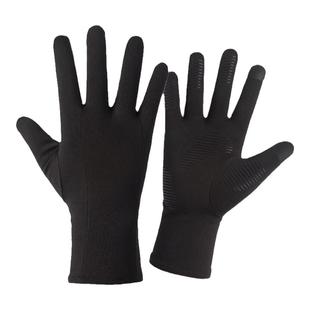 滑雪手套内胆滑雪内胆手套保暖防滑手套露指薄绒弹力开车黑灰分指