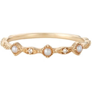 新年礼物agete/阿卡朵【天鹅湖】维多利亚风天然淡水珍珠9K金戒指