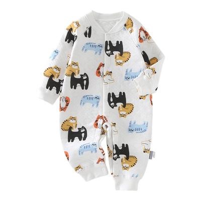 smallidea宝宝连体衣婴儿纯棉秋冬季居家长袖打底哈衣夹丝棉