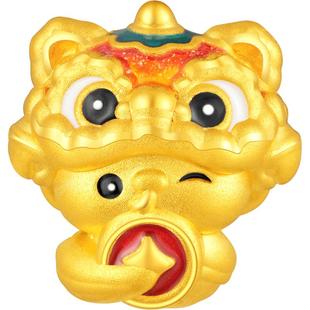 潮宏基萌吉蛇足金串珠黄金转运珠虎头帽5D金鎏彩本命年生日礼物