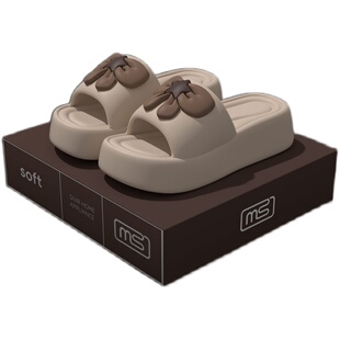 2025新款拖鞋女可爱夏天室内家居网红学生外穿增高百搭奶茶色厚底