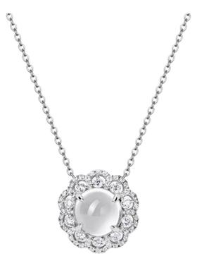 花形蕾丝水沫玉围镶项链女925