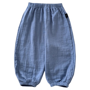 宝宝纱棉裤子夏季薄款婴儿A类宽松长裤男小童防蚊裤女孩纯棉睡裤