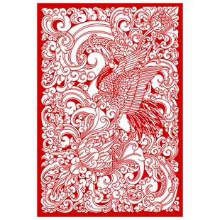 凤凰剪纸图案底稿手工刻纸图样模板中国风剪纸diy半成品打印底稿