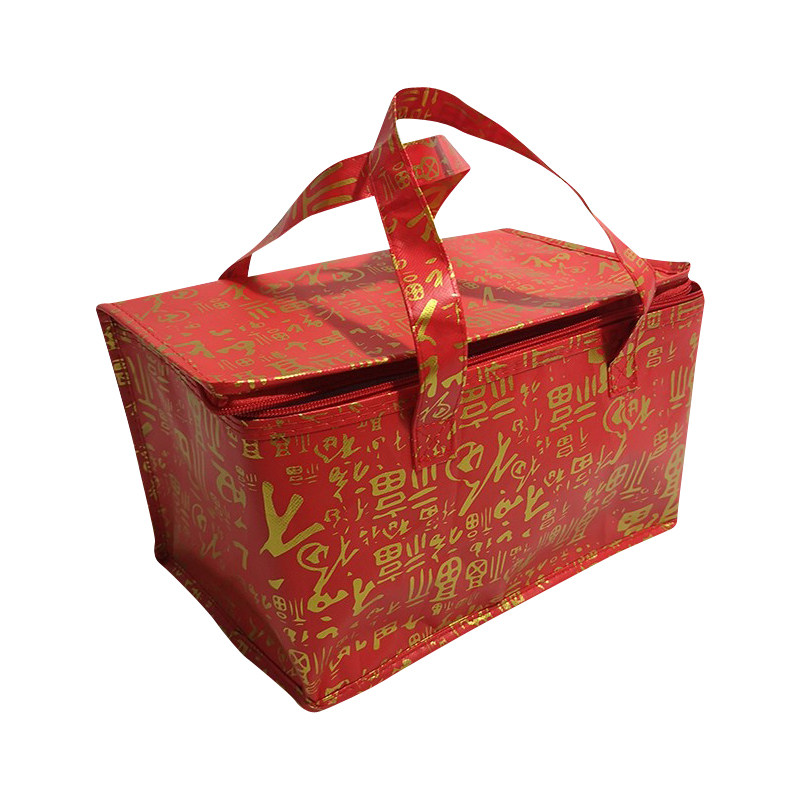 新款现货覆膜无纺布珍珠棉铝箔保温袋订制加厚便当包冷藏手提红色